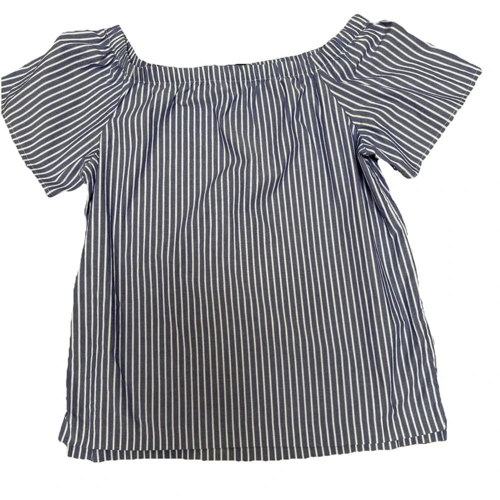 Banana Republic Size M Blue and White Pin Stripe Peasant Style Short Sleeve